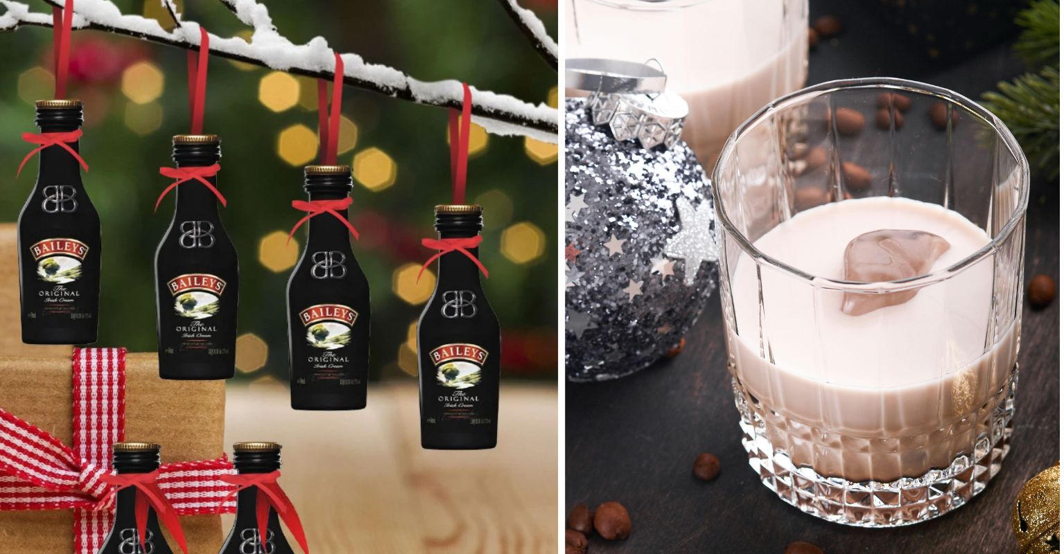 Baileys baubles Mini creme liqueurs available to hang on your tree