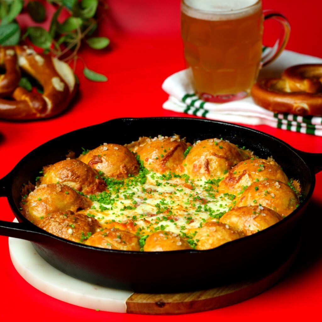Sausage Pretzel Skillet Dip Bake Recipe | Twisted
