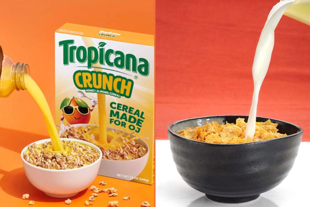 Tropicana makes cereal to eat with orange juice instead of milk