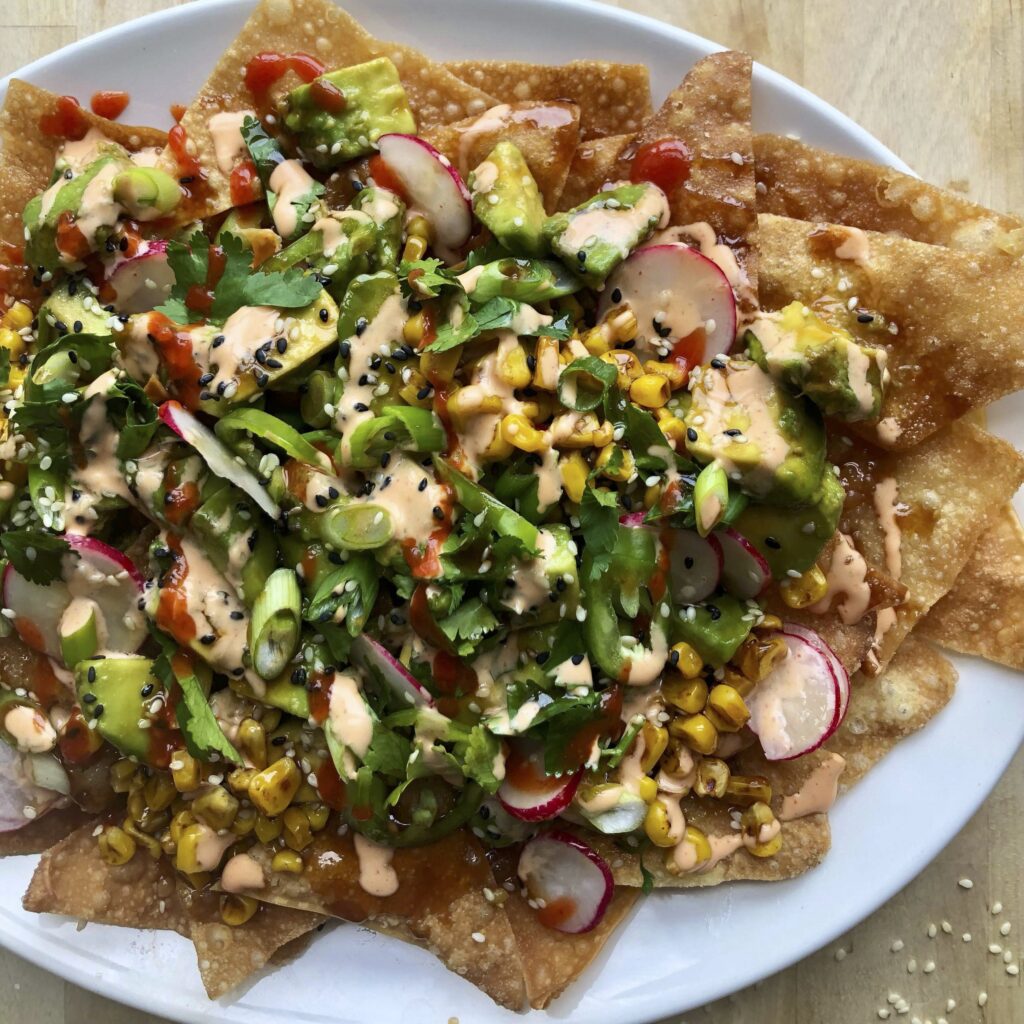 Loaded Vegan Wonton Nachos | Twisted