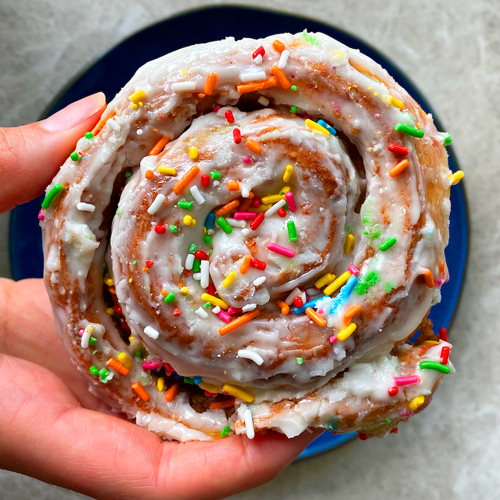 Vegan Birthday Cake Cinnamon Buns | Twisted