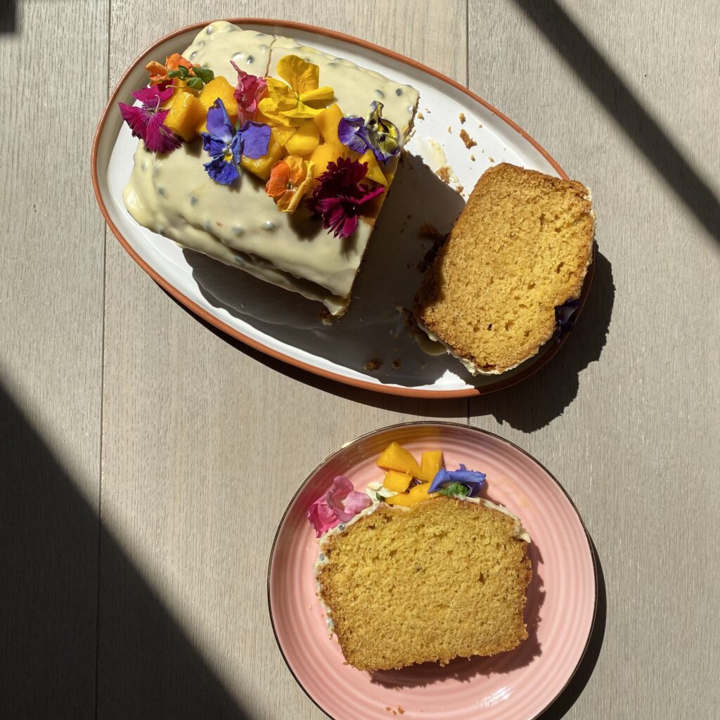 Mango Passionfruit Loaf Cake | Twisted Green