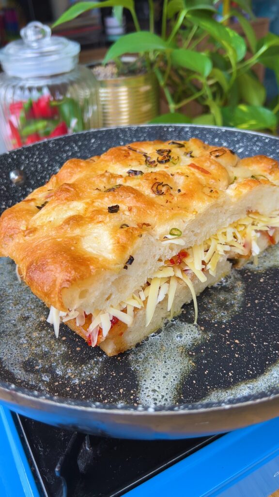 Scotch Jam Toastie with Green Chilli Focaccia Twisted