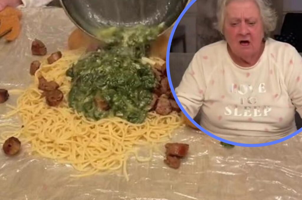 Woman’s reaction is priceless as TikToker serves her ‘messy dinner’ straight onto table