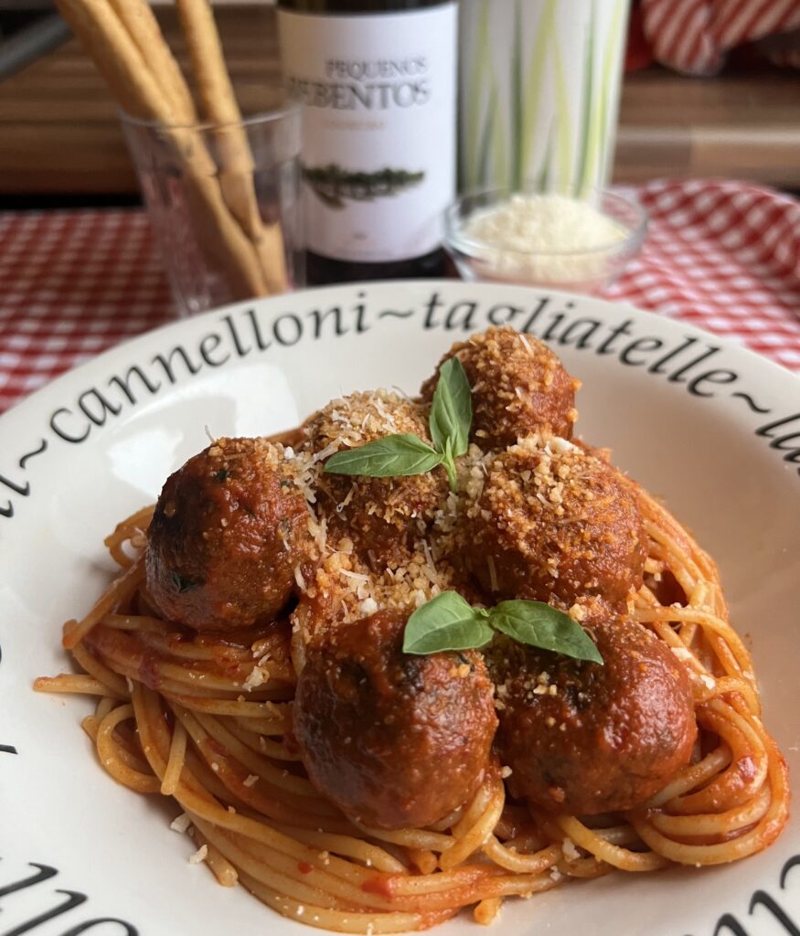 Vegan Harissa Spaghetti and Meatballs