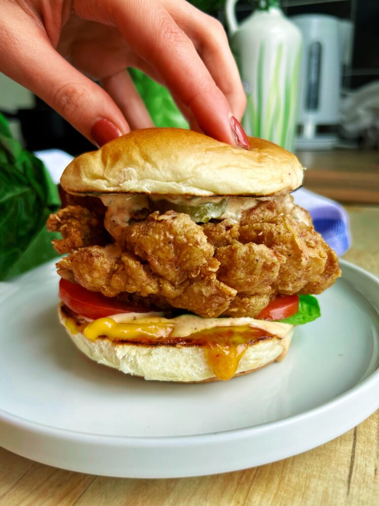 Oyster Mushroom Po Boy Burger