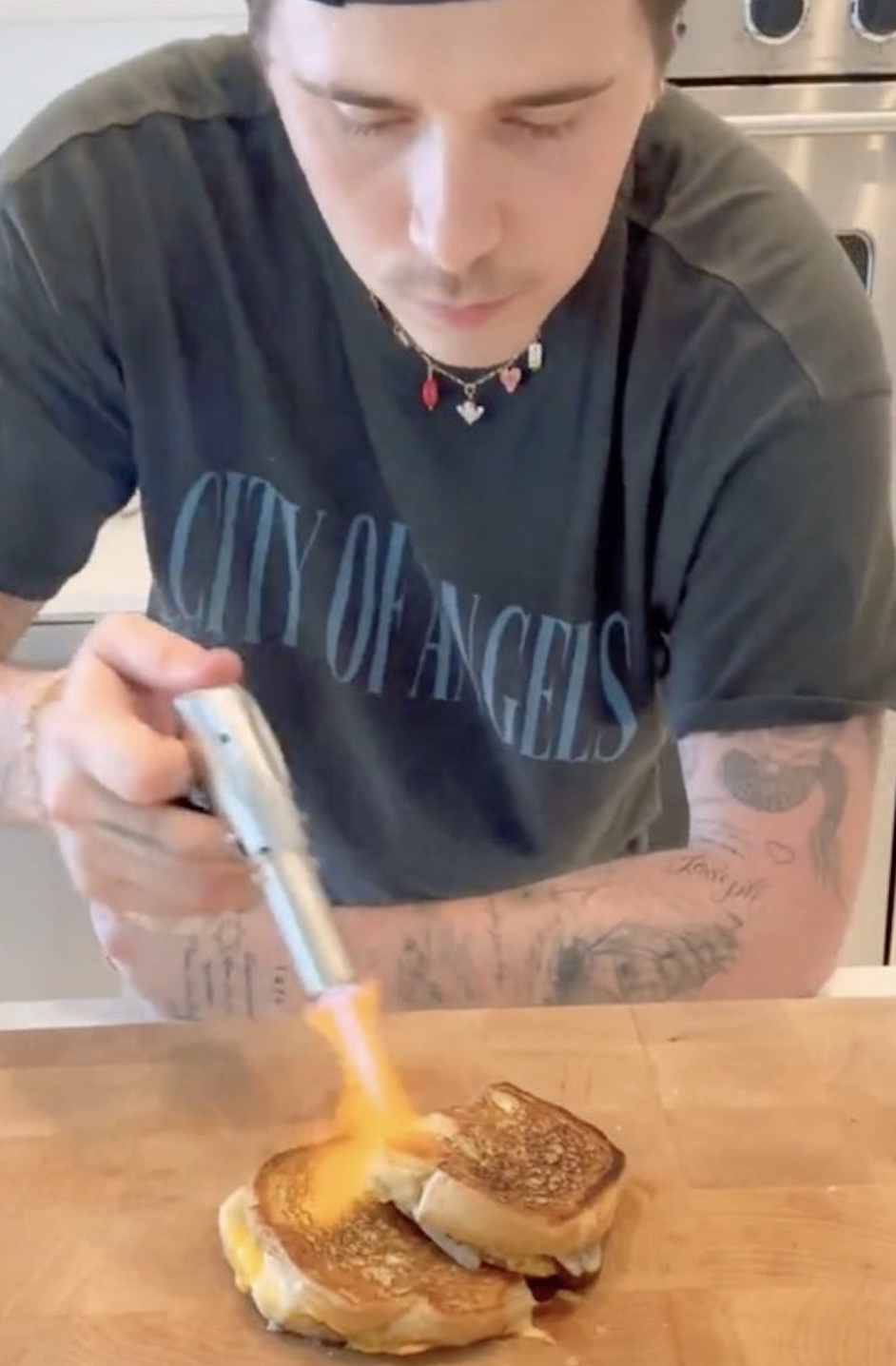 Brooklyn Beckham trolled for blowtorching grilled cheese sandwich